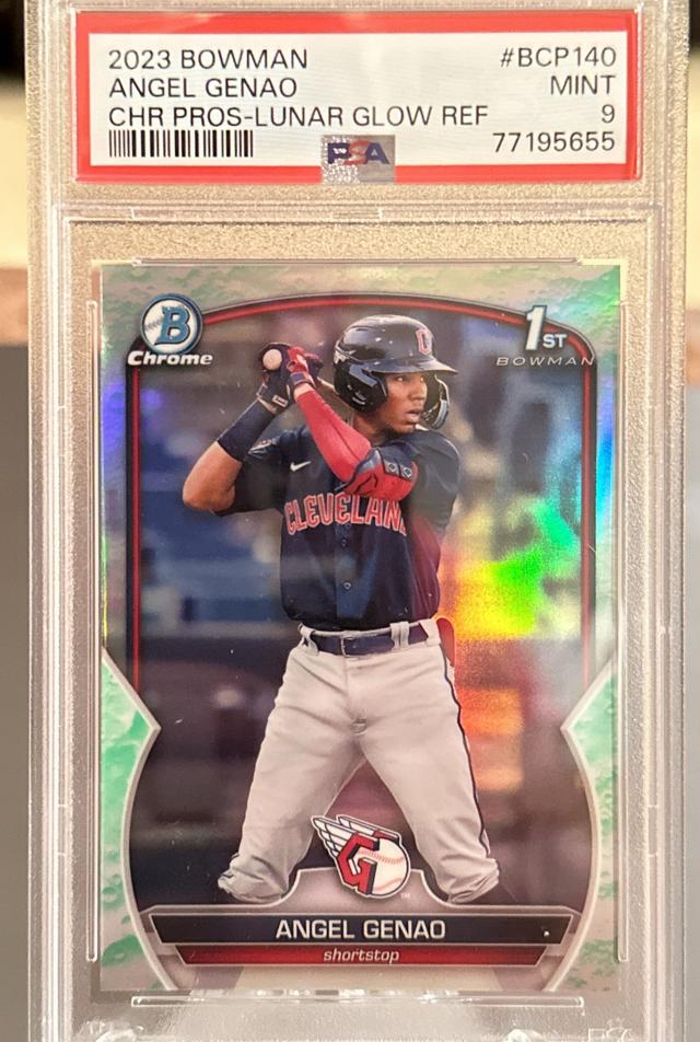 2023 Bowman Angel Genao PSA 9 CHROME PROSPECTS Lunar Glow Refractors #BCP-140