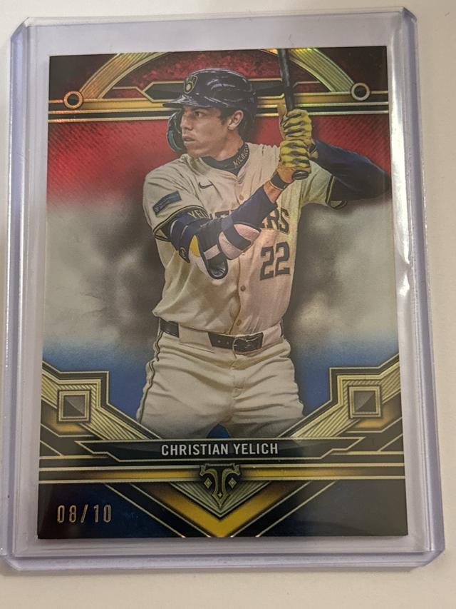 Christian Yelich 2024 Topps Triple Threads Red, White and Blue /10 #187