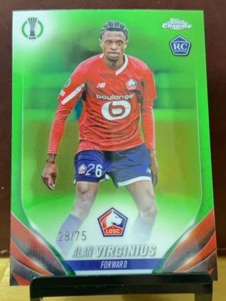 2023-24 Topps Chrome UEFA Alan Virginius Base Set Green Refractors /75 #175