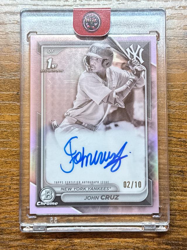 2024 Bowman Chrome John Cruz Pearl Refractor Auto /10 Yankees