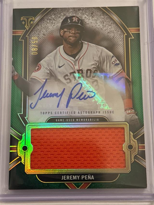 Jeremy Peña 2024 Topps Triple Threads Jumbo Relic Auto /50 #AJR-JP