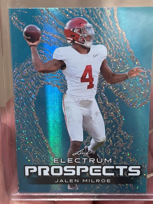 2024 Leaf Electrum Football Jalen Milroe Prospects Platinum Sparkle /6 #175