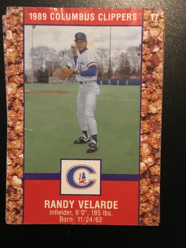 1989 Columbus Clippers Cracker Jack Randy Velarde ﻿Set #17