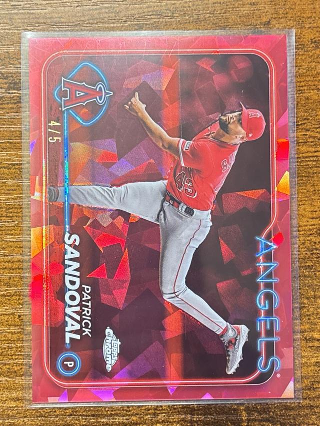 2024 Topps Chrome Sapphire Patrick Sandoval Red /5 #388 Angels Pitcher