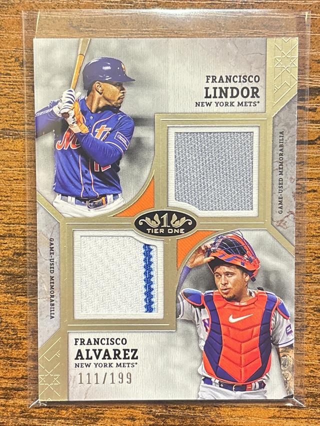 2024 Topps Tier One Francisco Lindor / Francisco Alvarez /199 #DPR-LA Game Used