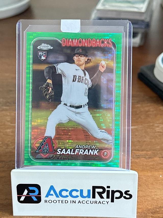 2024 Topps Chrome Andrew Saalfrank ﻿Base Set Sonar Green Refractors /99 #178