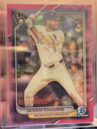 2024 Bowman Chrome Mega Box Jackson Chourio Pink Mojo Refractors /199 #69