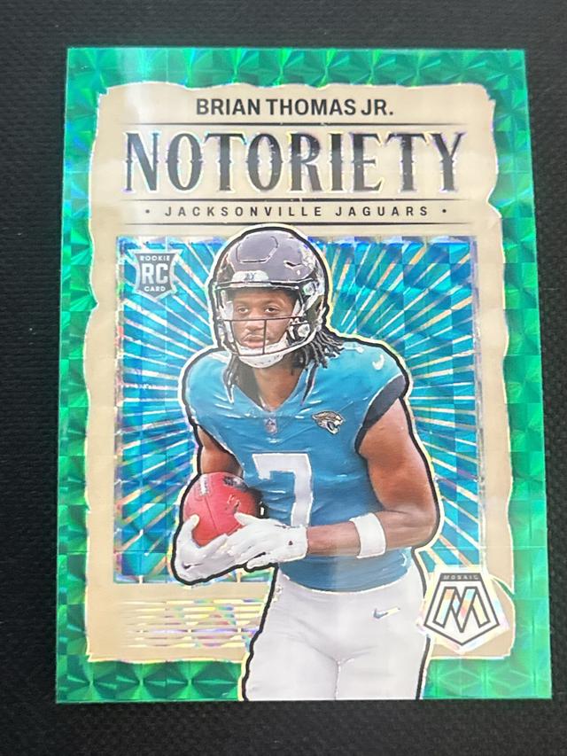 2024 Panini Mosaic Football Brian Thomas Jr. Notoriety Green #25