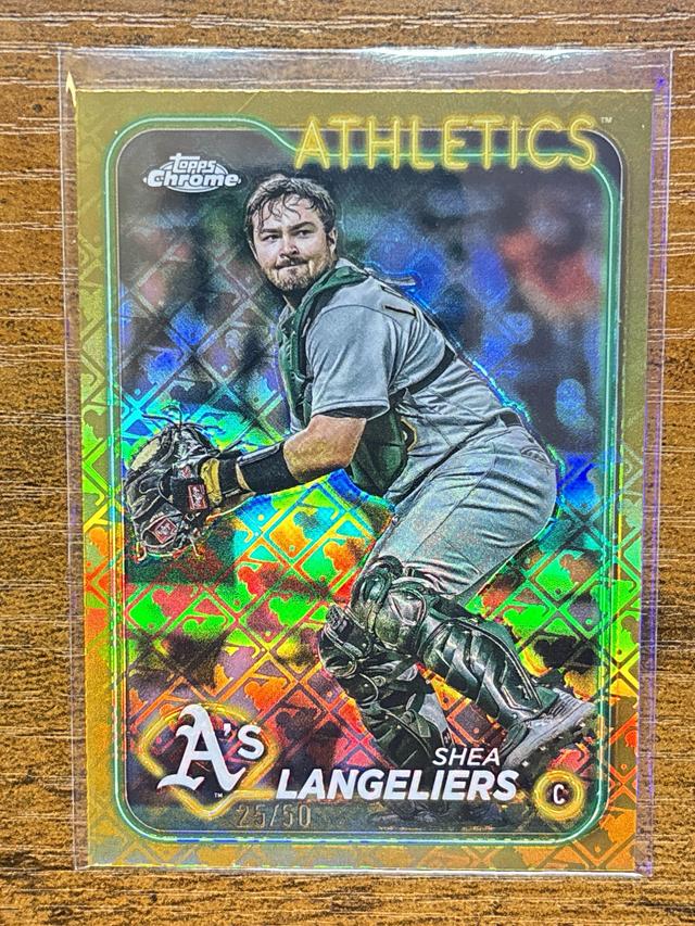 2024 Topps Chrome LogoFractor Shea Langeliers ﻿Gold Refractor /50 #205 Athletics