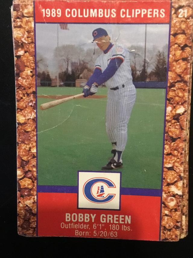 1989 Columbus Clippers Cracker Jack Bobby Green ﻿Set #21