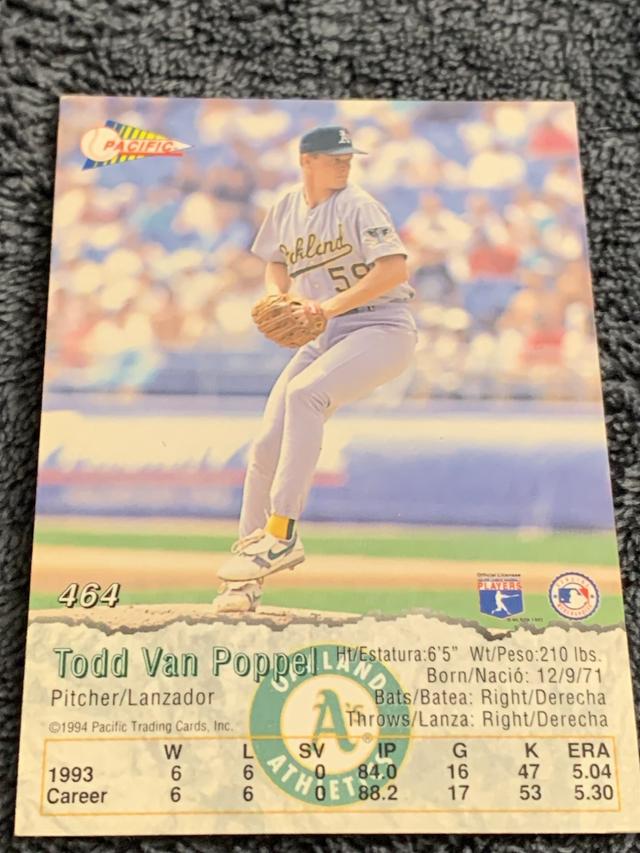 1994 Pacific Todd Van Poppel ﻿Base #464