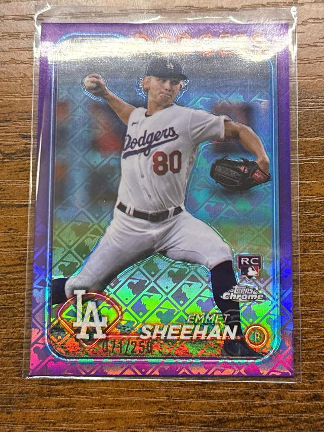 2024 Topps Chrome LogoFractor Emmet Sheehan Purple Refractor /250 #221