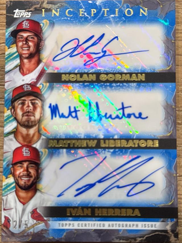 2023 Topps Inception Iván Herrera, Matthew Liberatore, Nolan Gorman #ITA-GLH