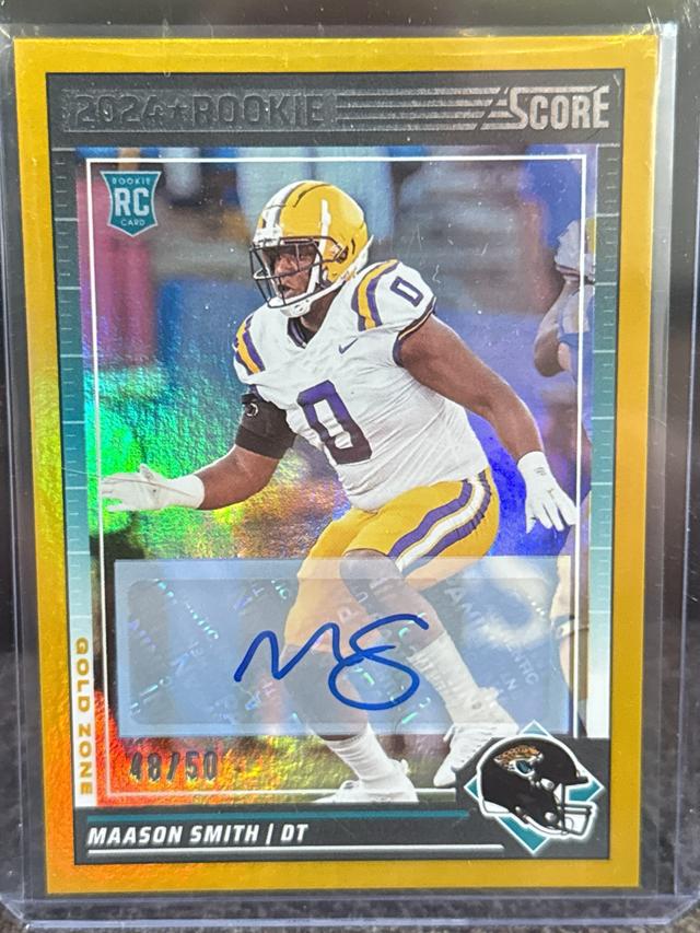 2024 Score Football Maason Smith Rookies Signatures Gold Zone /50 #366 Jaguars