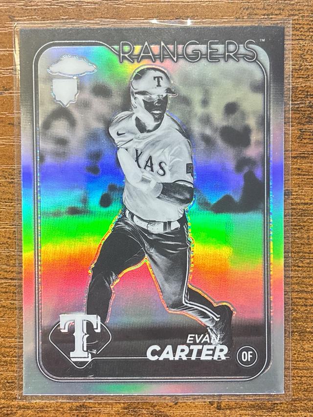 2024 Topps Chrome Evan Carter ﻿Negative Refractor #136 Rangers Rookie RC