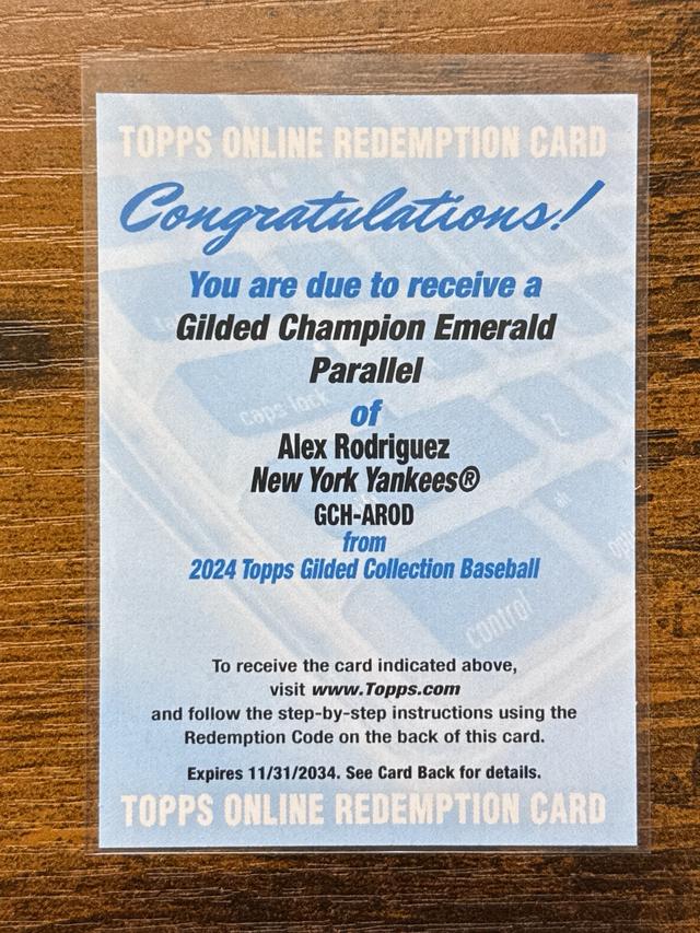 2024 Topps Gilded Champion Auto Alex Rodriguez Emerald /25 #GCH-AROD