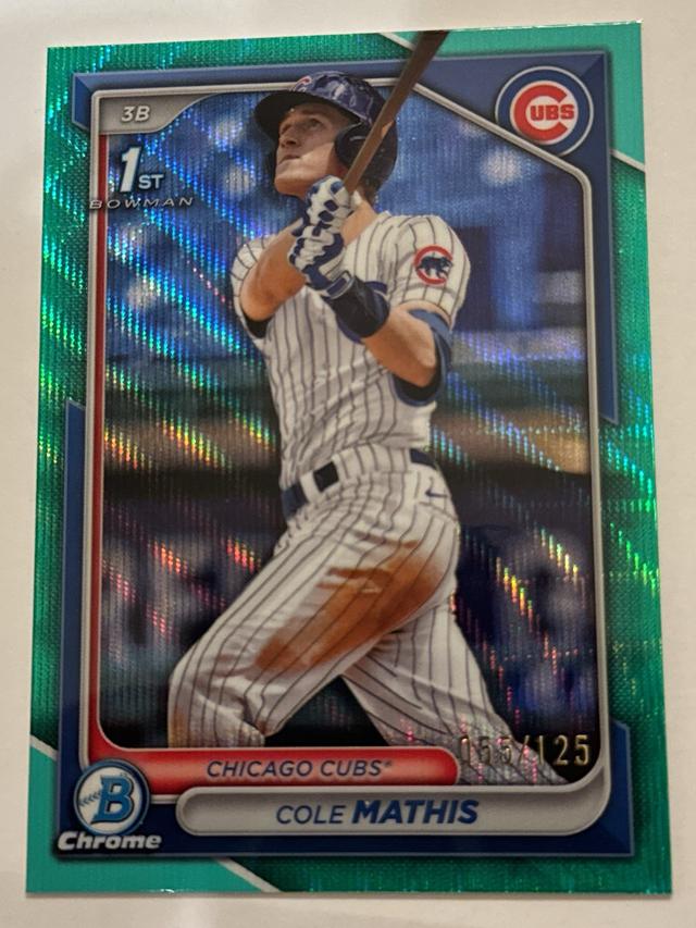 Cole Mathis 2024 Bowman Draft Chrome AQUA WAVE /125 #BDC-81