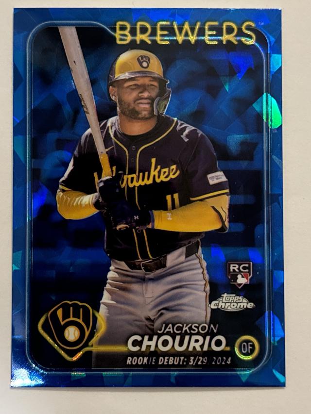 Jackson Chourio 2024 Topps Chrome Sapphire Update Series ﻿Rookie RC #USCS155