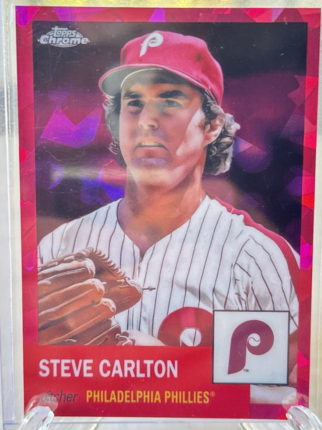 2022 Topps Chrome Platinum Steve Carlton Red Prism Refractors /100 #211