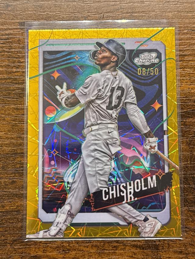 2024 Topps Chrome Jazz Chisholm Jr. ﻿Gold Refractors /50 #70