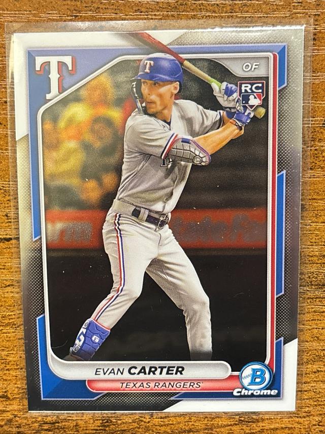 2024 Bowman Chrome Evan Carter ﻿Base #65 Rangers Rookie RC