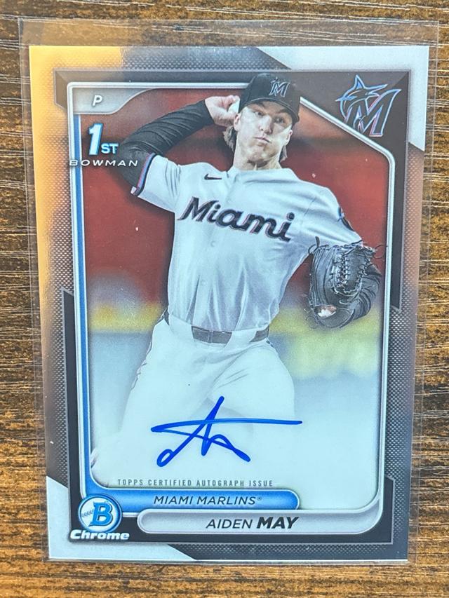 2024 Bowman Draft Aiden May Chrome Prospect Autograph #CPA-AM Marlins 1st Bowman