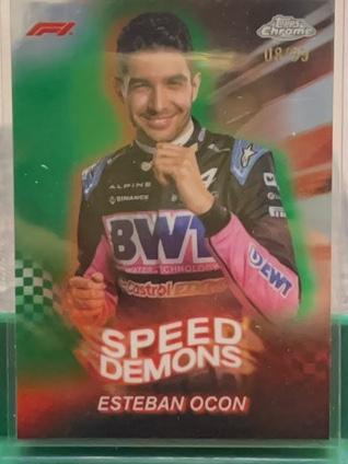 2024 Topps Chrome Formula 1 Esteban Ocon Speed Demons Green Refractor Parallel