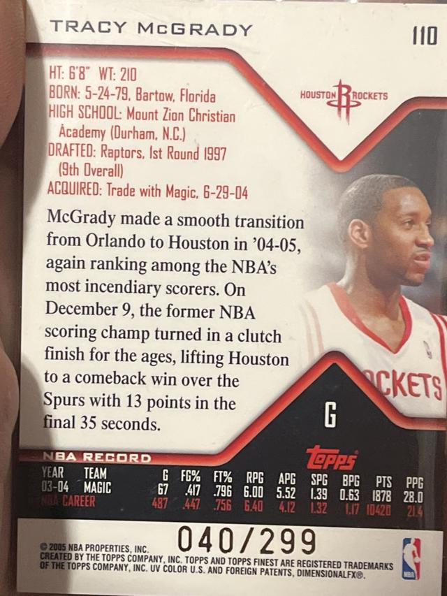 2005-06 Topps Chrome Basketball Tracy Mcgrady ﻿Base #110