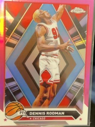 2023-24 Topps Chrome Basketball Dennis Rodman Pink Basketball Refractors #87