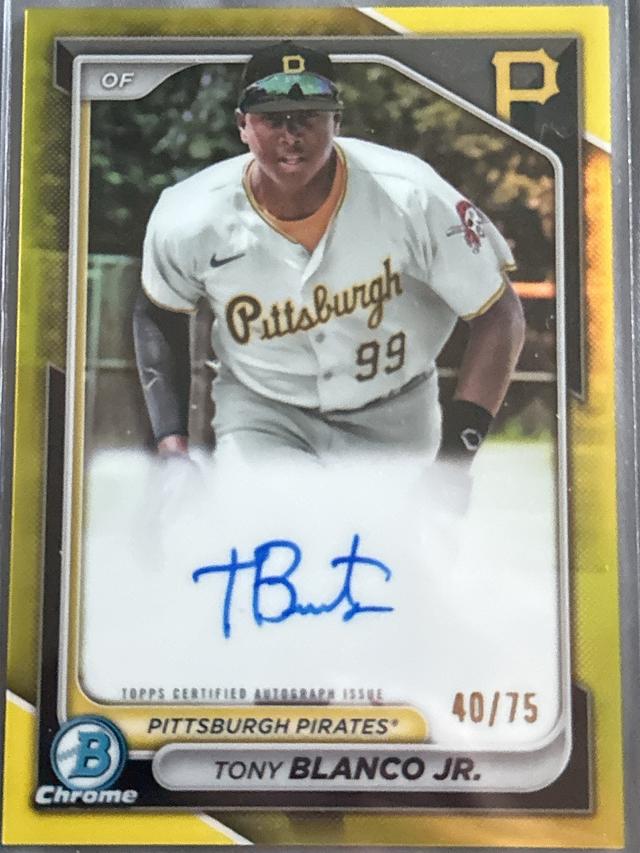 2024 Bowman Tony Blanco Jr. CHROME PROSPECT AUTOGRAPHS I Yellow /75 #CPA-TB