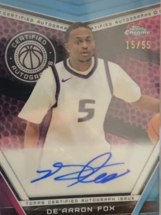 2023-24 Topps Chrome Basketball De'Aaron Fox Future Stars Autographs /55 #CA-DF