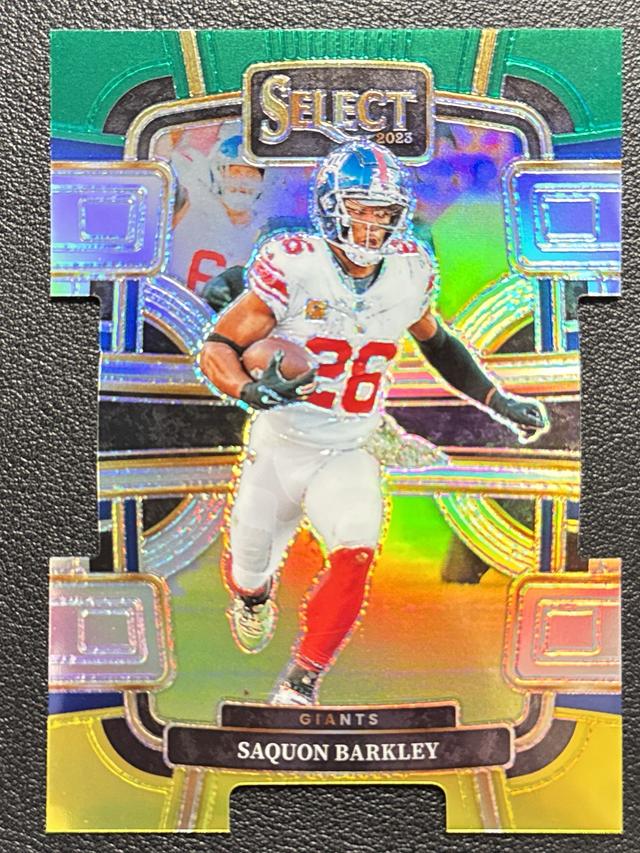 2023 Panini Select Saquon Barkley ﻿Concourse Green and Yellow Prizms Die