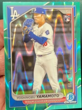 2024 Bowman Chrome Yoshinobu Yamamoto ﻿Base Set Aqua RayWave Refractors #73