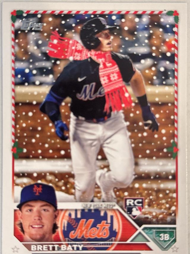 2023 Topps Holiday Brett Baty RARE HOLIDAY VARIATION SHORT PRINTS #H151