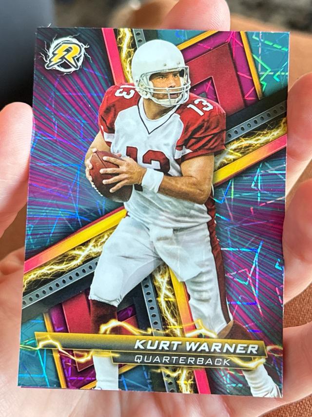 2023 Topps Composite Kurt Warner Resurgence Sky Blue and Pink Shock #64