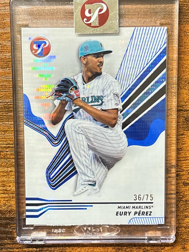 2024 Topps Pristine Eury Perez Blue /75 #108 Marlins Pitcher Encased