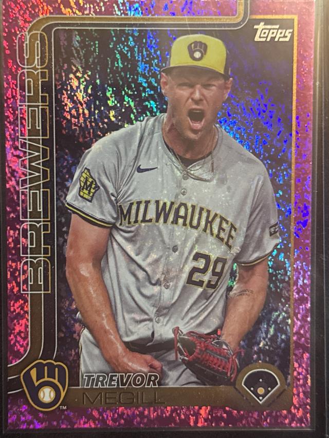 2025 Topps Series 1 Trevor Megill ﻿Base Set Pink Holo Foil #28