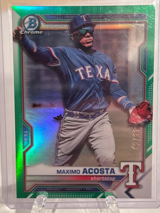 2021 Bowman Chrome Maximo Acosta Green Refractors /99 #BCP-163