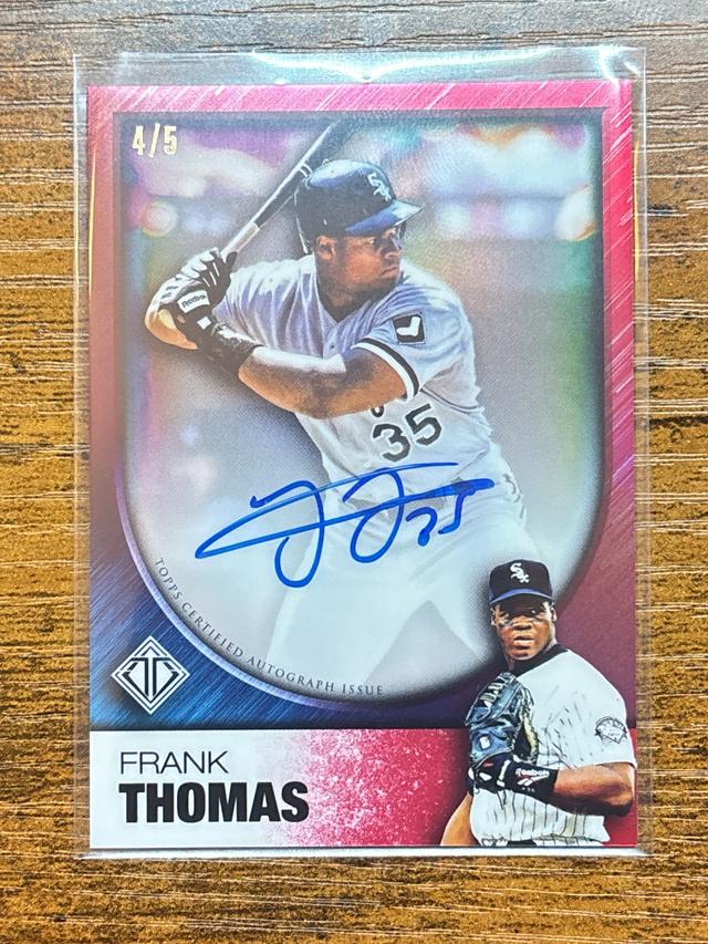 2023 Topps Chrome Transcendent Icons Frank Thomas Auto Red /5 #TICAV-FTH Sox HOF