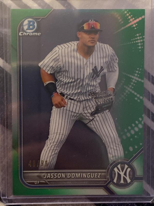 2022 Bowman Jasson Dominguez CHROME PROSPECTS I Green Refractors /99 #BCP-98