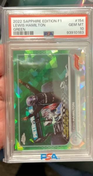 2022 Topps Chrome Sapphire F1 Lewis Hamilton PSA 10.0 Green /75 #154