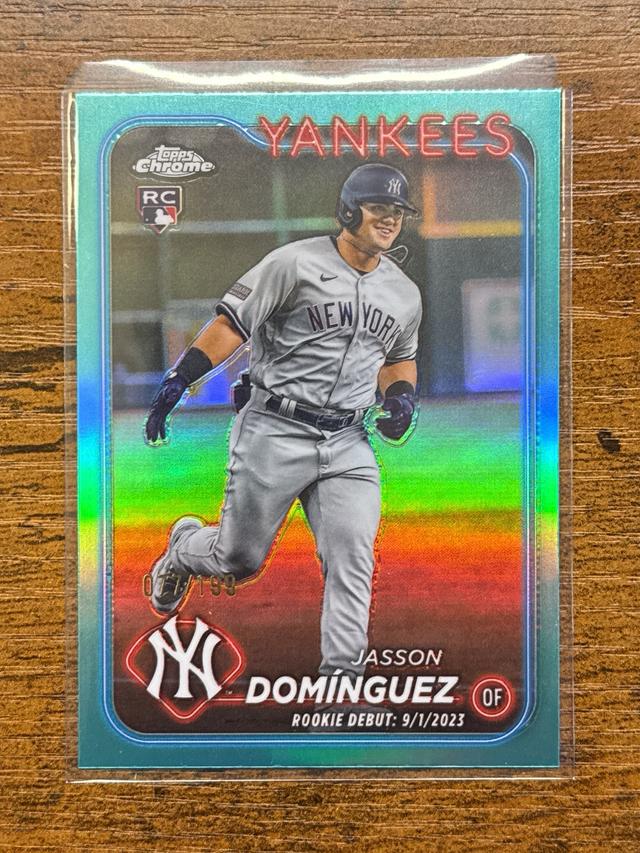 2024 Topps Chrome Update Jasson Domínguez Aqua Refractor RC Yankees /199 #USC70