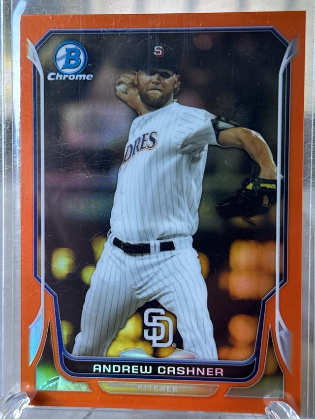 2014 Bowman Chrome Andrew Cashner Base Set Orange Refractor /25 #66