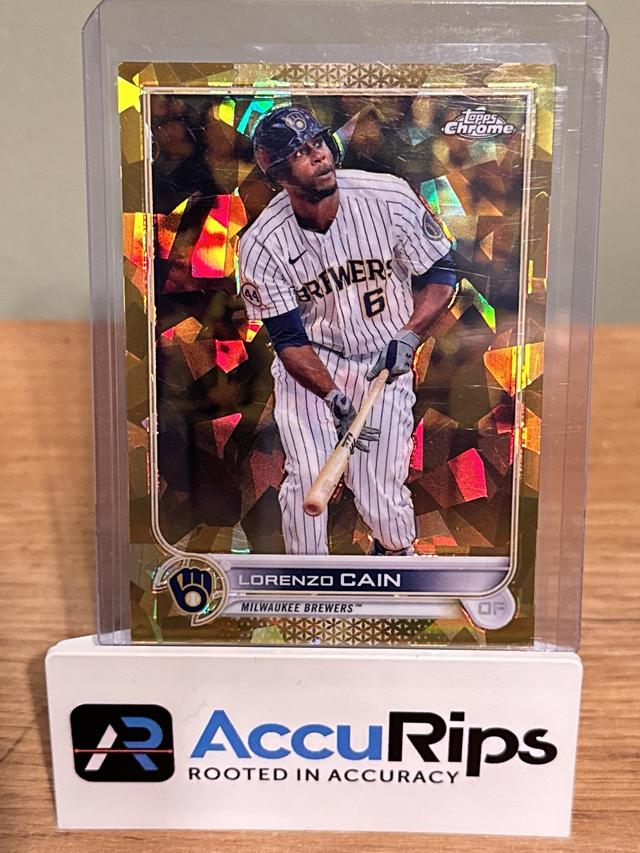 2022 Topps Chrome Sapphire Lorenzo Cain SERIES 2 Gold /50 #442