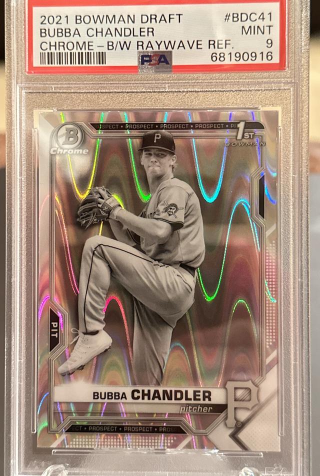 2021 Bowman Draft Bubba Chandler PSA 9 Black and White RayWave Refractors