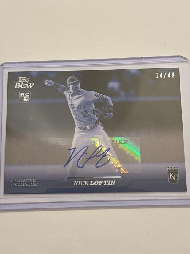 Nick Loftin 2024 Topps Black & White Auto Blue /49 #24-A Royals