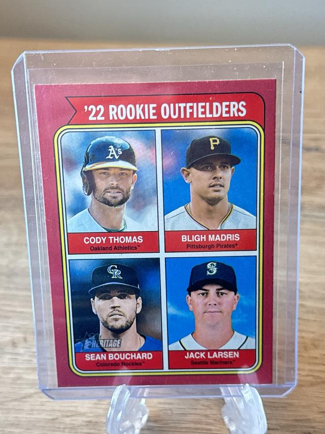 2023 Topps Heritage 22 ROOKIE OUTFIELDERS, Bligh Madris, Cody Thomas #497