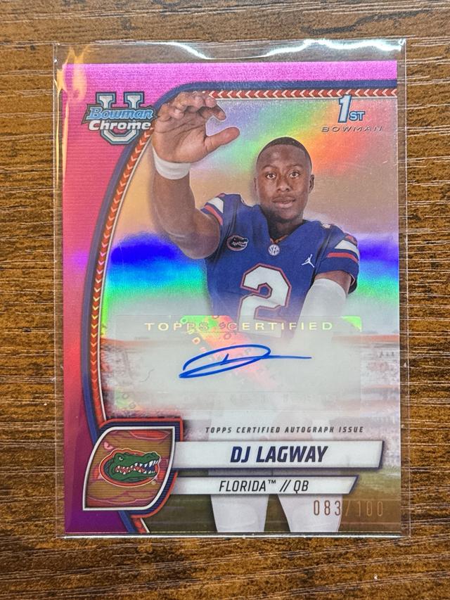 2024 Bowman Chrome University DJ Lagway /100 Fuchsia AUTO #PA-DLA Gators