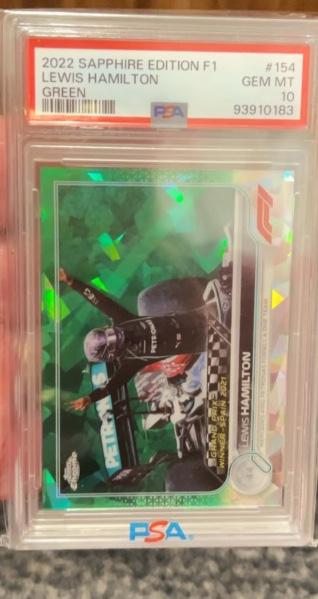 2022 Topps Chrome Sapphire F1 Lewis Hamilton PSA 10.0 Green /75 #154