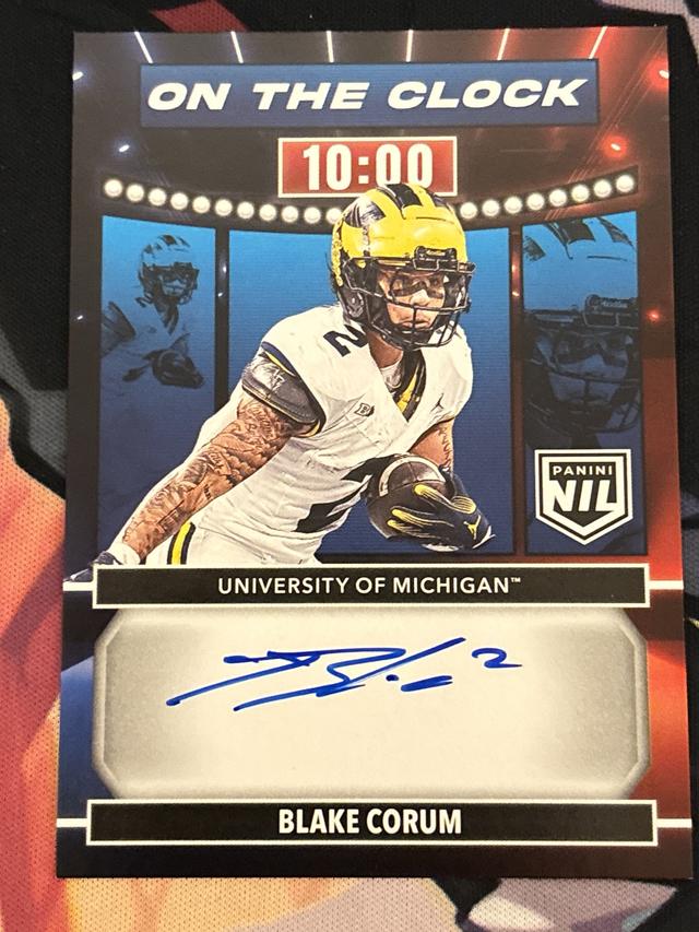 2024 Panini Prestige Football Blake Corum On the Clock Signatures #OTC-BCM